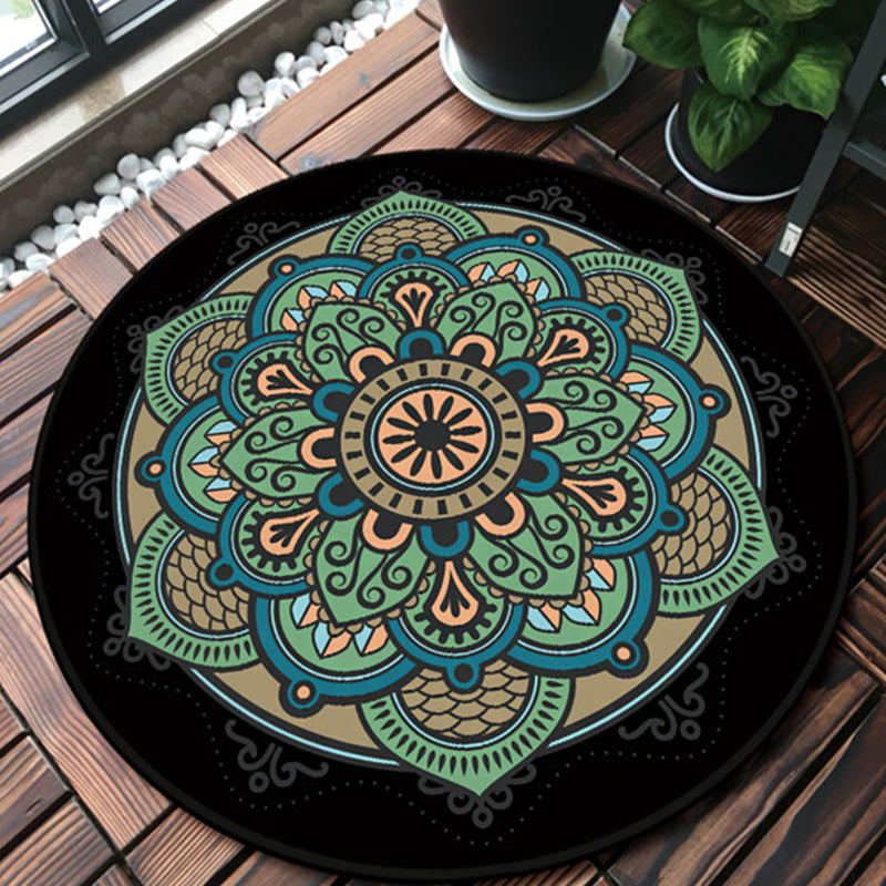 Sikunuo | Retro green Southwest rug polyester tribal area rug washable rug for bedroom