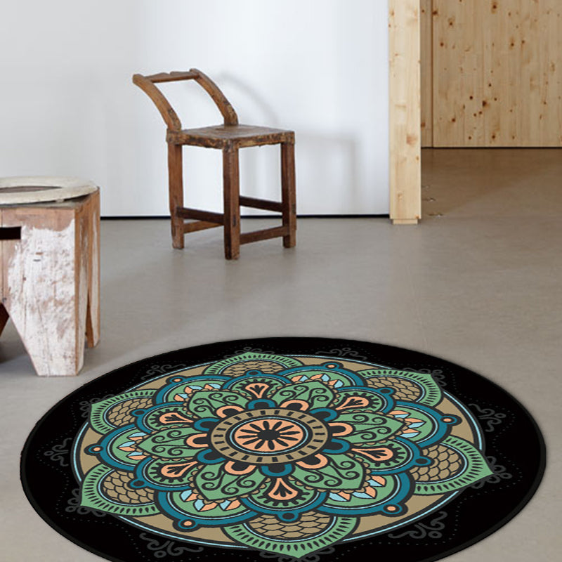 Sikunuo | Retro green Southwest rug polyester tribal area rug washable rug for bedroom