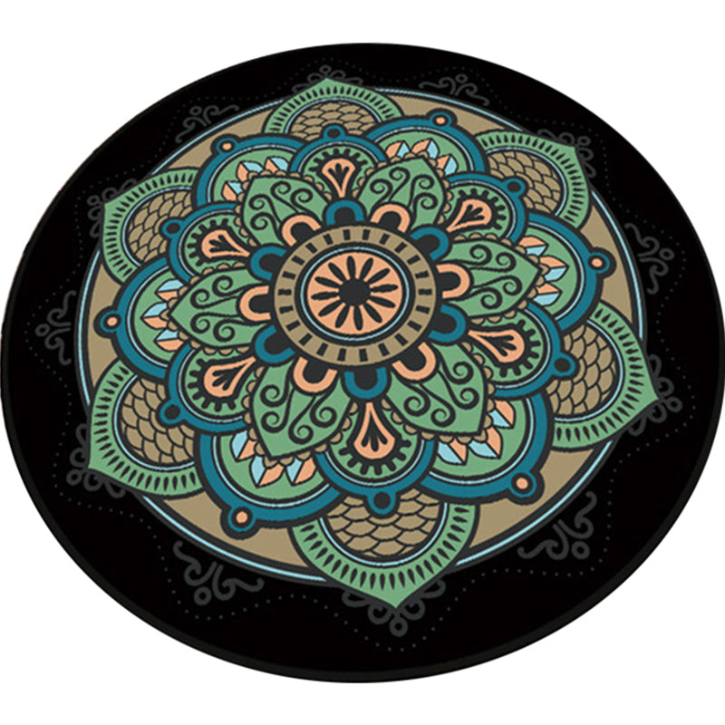 Sikunuo | Retro green Southwest rug polyester tribal area rug washable rug for bedroom