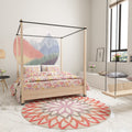 Sikunuo | Red and green Moroccan carpet polyester flower carpet non-slip back carpet for living room