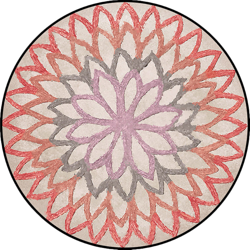 Sikunuo | Red and green Moroccan carpet polyester flower carpet non-slip back carpet for living room