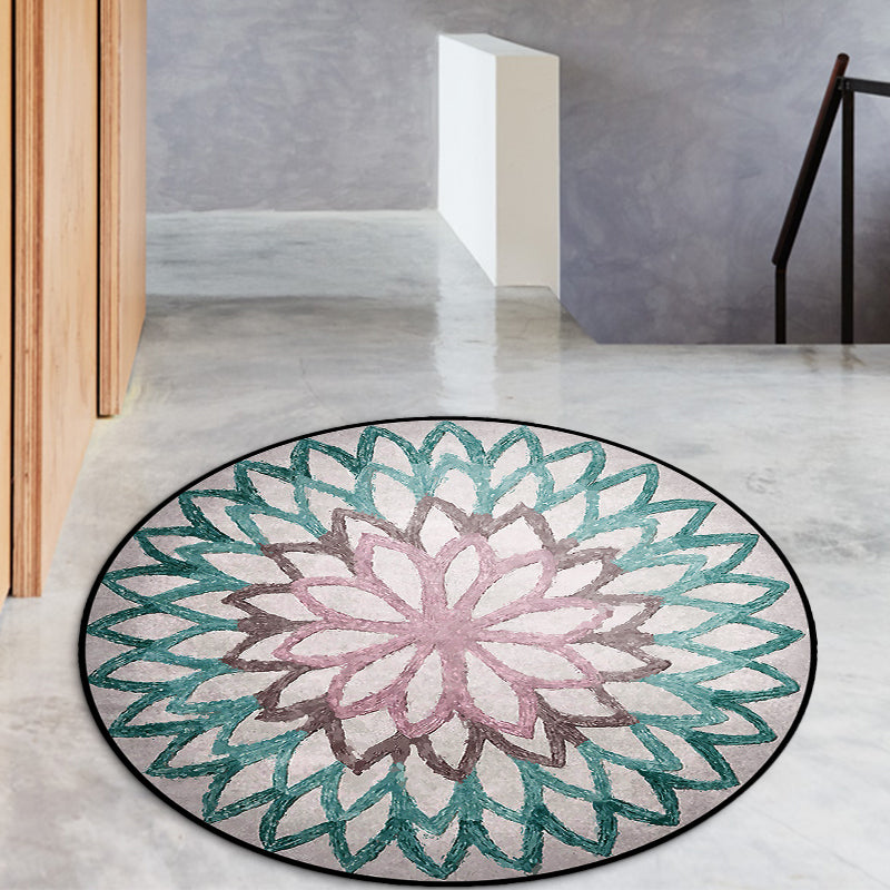 Sikunuo | Red and green Moroccan carpet polyester flower carpet non-slip back carpet for living room