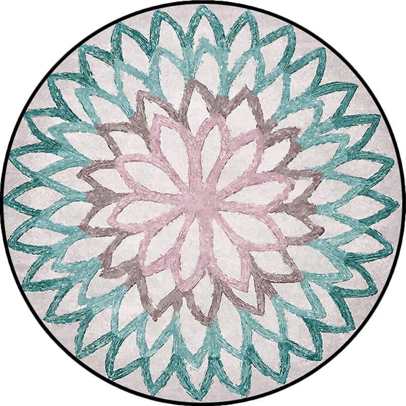 Sikunuo | Red and green Moroccan carpet polyester flower carpet non-slip back carpet for living room