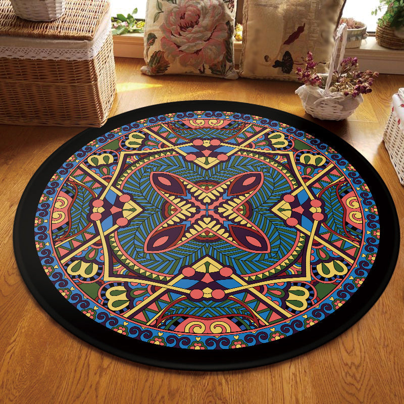 Sikunuo | Southwest Tribal Carpet Red and Black Polyester Rug with Non-Slip Back Area Rug for Bedroom