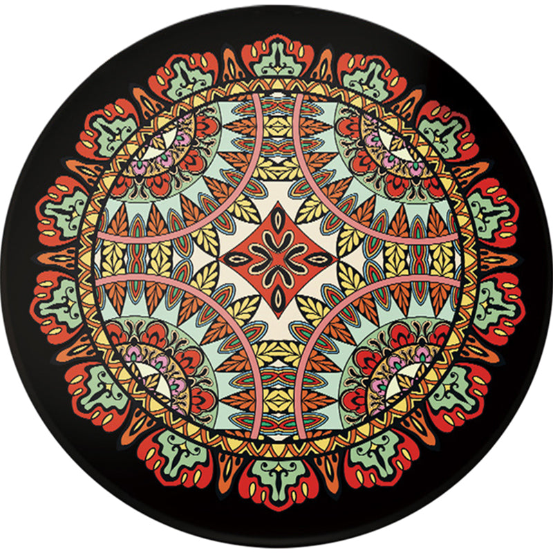 Sikunuo | Southwest Tribal Carpet Red and Black Polyester Rug with Non-Slip Back Area Rug for Bedroom