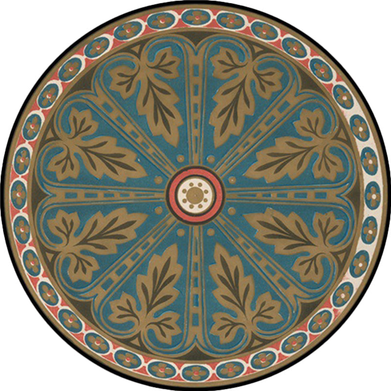 Sikunuo | Blue Americana Rug Polyester Southwestern Leaf Rug with Non-Slip Back for the Bedroom