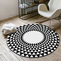 Sikunuo | Moroccan floral geometric rug black and white polyester rug non-slip backing area rug for bedroom