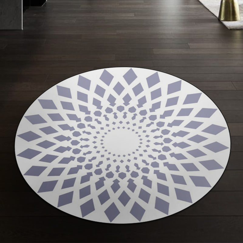 Sikunuo | Moroccan floral geometric rug black and white polyester rug non-slip backing area rug for bedroom