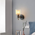 Sikunuo | Contemporary cylindrical wall mounted light metal and glass 1 light wall lamp in black for hallway