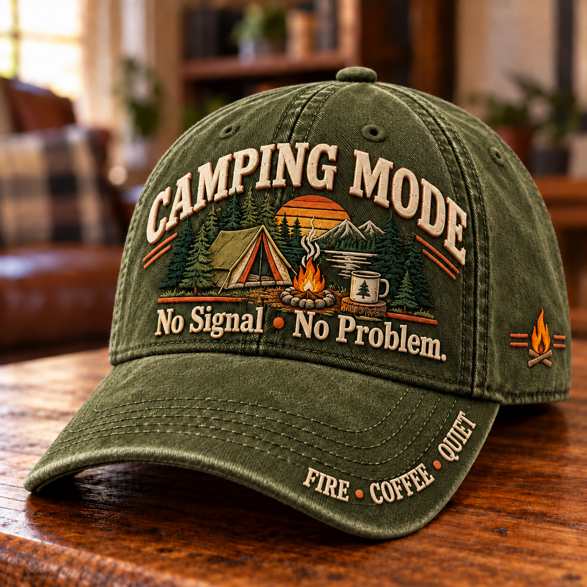 Camping Mode No Signal No Problem Outdoors Humor Baseball Cap