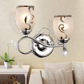Sikunuo | 2 Bulb Bowl Wall Lighting Modern Style Glass Wall Lighting with Crystal Ball in Chrome for Living Room