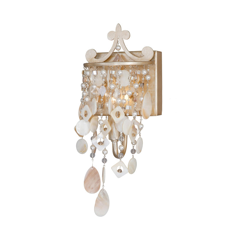 Sikunuo | Linear Wall Mount Light Modern Style Shell and Crystal 1/3-Light Wall Light with Pearl Decoration in Gold