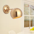 Sikunuo | Brass 1 Lightbulb Wall Lamp Sconces Loft Style Metal Globe Shade Wall Mounted Lamp for Dining Room