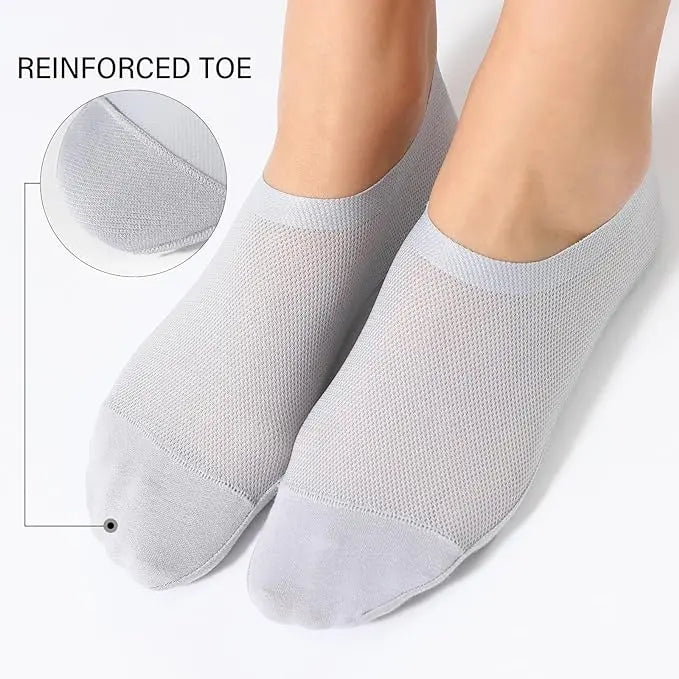 Sikunuo | 4 Pair Breathable, Invisible Moisture-Wicking Mesh Socks