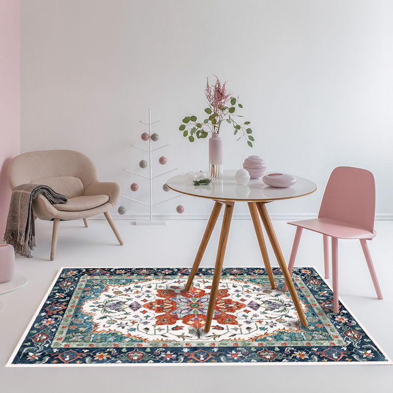 Sikunuo | Moroccan Living Room Wallpaper Multicolored Medallion Leaf Flower Pattern Carpet Polyester Non-Slip Flooring