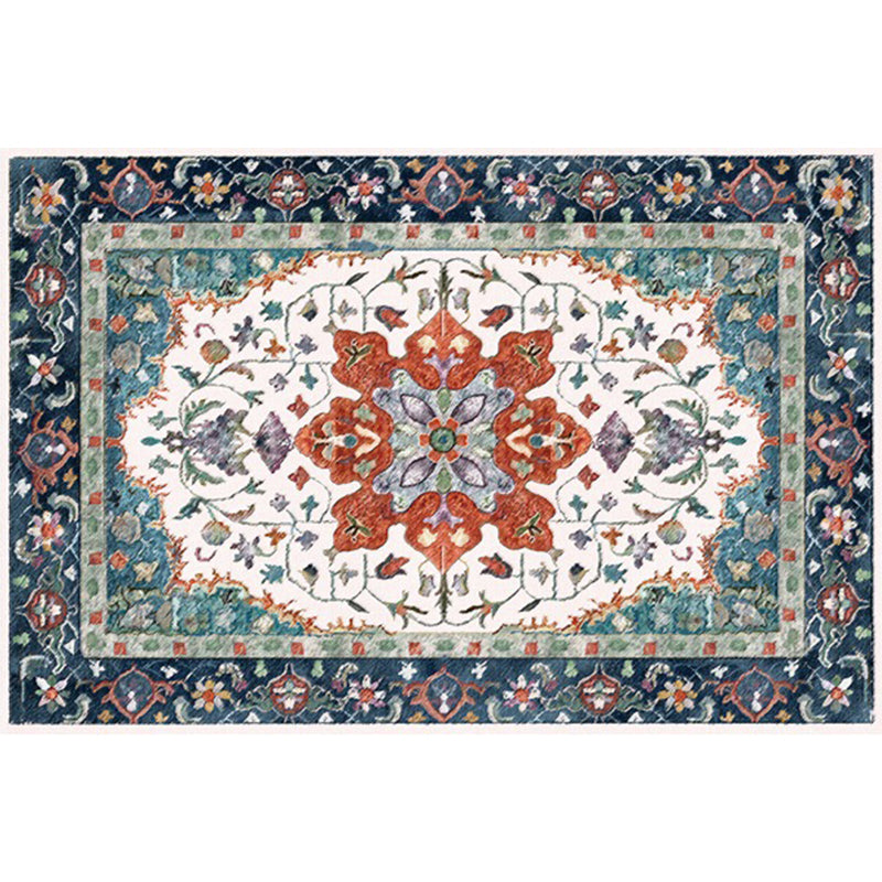 Sikunuo | Moroccan Living Room Wallpaper Multicolored Medallion Leaf Flower Pattern Carpet Polyester Non-Slip Flooring