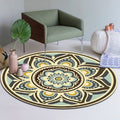 Sikunuo | Unique flower pattern carpet green and yellow Mediterranean carpet flannel non-slip bottom washable carpet for living room