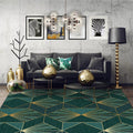 Sikunuo | Nordic Modern Rug in Turquoise Geometric Rhombus Pattern Rug Polyester Machine Washable Rug for Home Decor