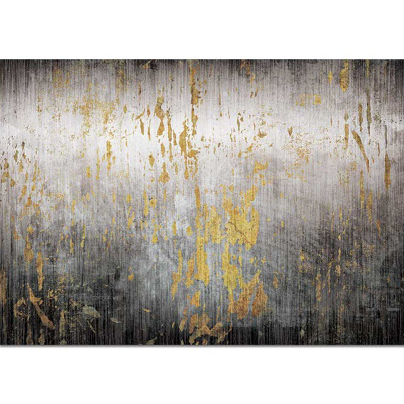 Sikunuo | Creative Abstract Area Rug Black and Gold Contemporary Rug Polyester Washable Non-Slip Back Carpet for Living Room