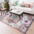 Sikunuo | Oriental Moroccan rug in pink medallion floral pattern rug polyester non-slip washable rug for home decoration