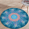 Sikunuo | Mediterranean Botanical Floral Pattern Rug Blue Flannel Rug Machine Washable Non-Slip Rug for Bedroom