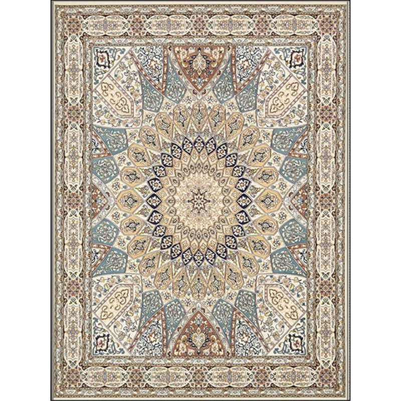 Sikunuo | Mediterranean Moroccan Carpet in Brown Medallion Irregular Shape Pattern Rug Polyester Non-Slip Rug for Home Decor
