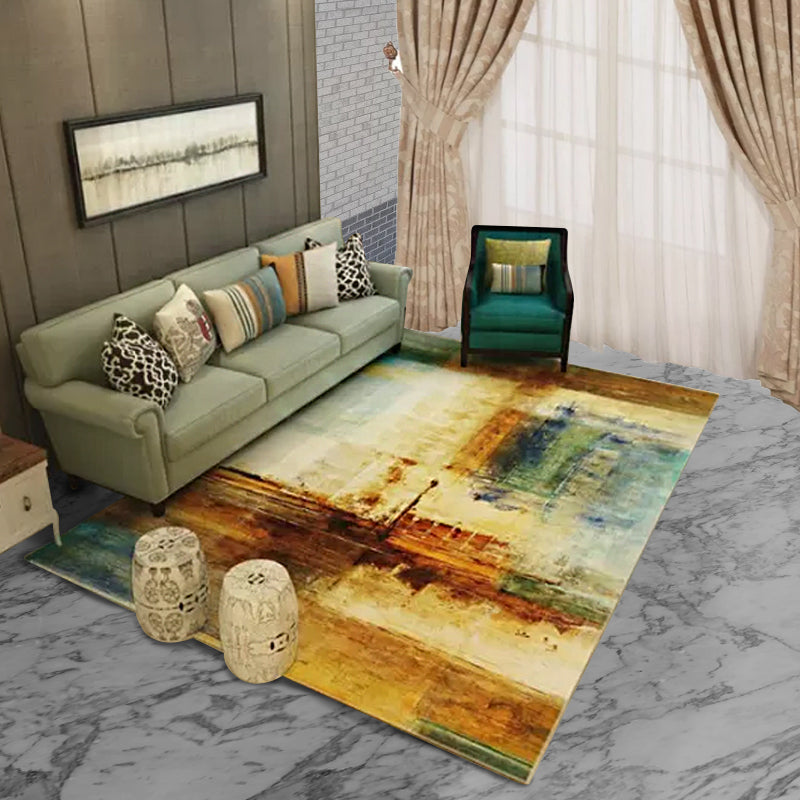 Sikunuo | Creative Abstract Rug Brown Modern Rug Polyester Washable Area Rug for Bedroom