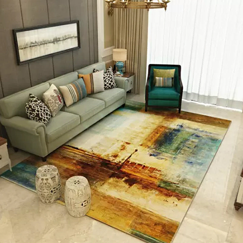 Sikunuo | Creative Abstract Rug Brown Modern Rug Polyester Washable Area Rug for Bedroom