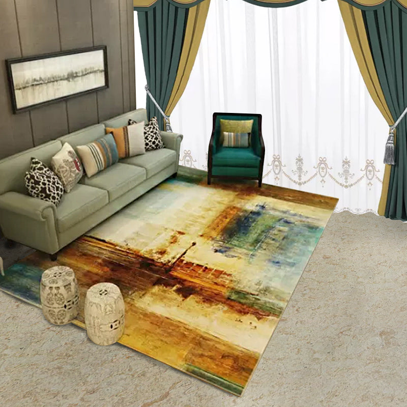 Sikunuo | Creative Abstract Rug Brown Modern Rug Polyester Washable Area Rug for Bedroom