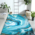 Sikunuo | Funky Marble Pattern Rug Blue Modern Rug Polyester Washable Non-Slip Back Area Rug for Bedroom