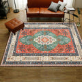 Sikunuo | Persian Moroccan rug with orange medallion flower pattern rug polyester washable non-slip rug for home decor