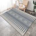 Sikunuo | Southwest Living Room Rug in Gray Tribal Triangle Circle Pattern Rug Polyester Non-Slip Pet Friendly Area Rug