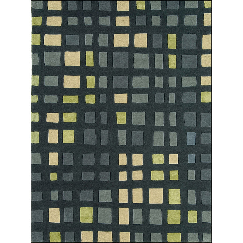 Sikunuo | Simple novelty carpet in green checkered pattern Carpet Polyester Non-slip Stain-resistant rug for home decoration