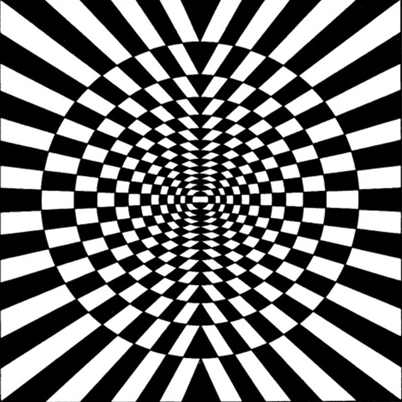 Sikunuo | Novelty Living Room Rug in Black and White 3D Circle Stripe Pattern Rug Polyester Pet-Friendly Washable Rug