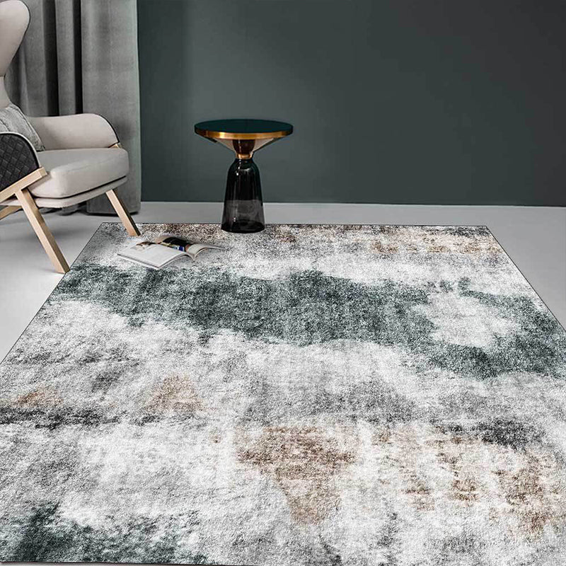 Sikunuo | Gray Contemporary Area Rug Polyester Abstract Rug Washable Non-Slip Back Carpet for Living Room