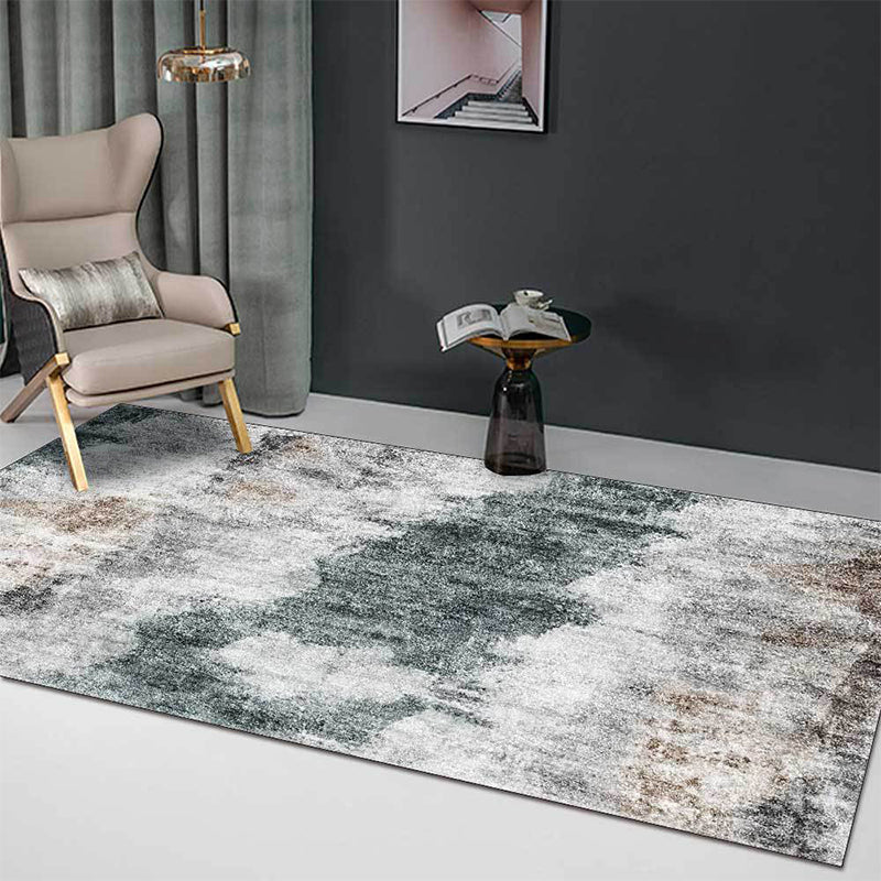 Sikunuo | Gray Contemporary Area Rug Polyester Abstract Rug Washable Non-Slip Back Carpet for Living Room