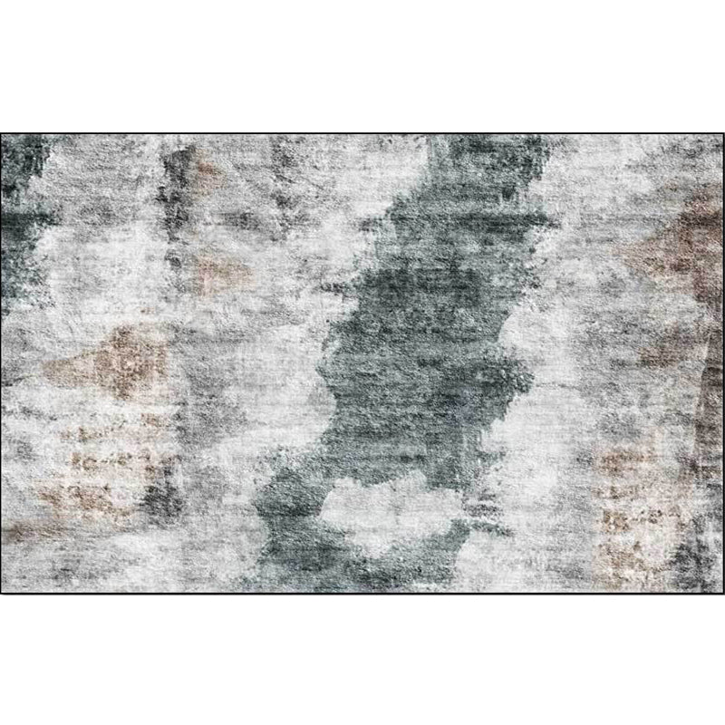 Sikunuo | Gray Contemporary Area Rug Polyester Abstract Rug Washable Non-Slip Back Carpet for Living Room