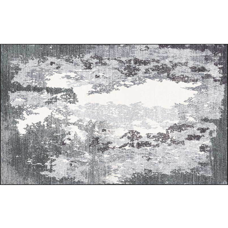 Sikunuo | Gray and white contemporary carpet polyester abstract rug washable non-slip backing rug for the living room