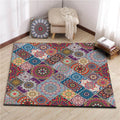 Sikunuo | Colorful Bedroom Carpet Moroccan Tiles Carpet Polyester Non-slip Backing Carpet