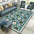 Sikunuo | Persian Moroccan rug in green geometric floral design rug made of Polyester pet-friendly rug for home decor