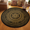Sikunuo | Moroccan Living Room Carpet with Black Circle-Triangle Pattern Carpet Polyester Stain-Resistant Area Rug