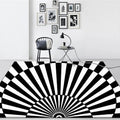 Sikunuo | Novelty Living Room Rug in Black and White 3D Half Circle Stripe Print Rug Polyester Pet Friendly Washable Area Rug