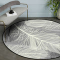 Sikunuo | Gray and Black Tropical Carpet Mainly Polyester Feather Print Carpet Washable Non-Slip Back Carpet for Living Room