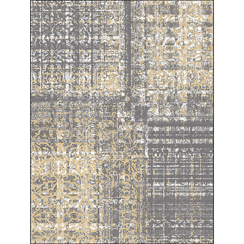 Sikunuo | Funky Abstract Carpet Gray Industrial Carpet Polyester Washable Non-Slip Underlay Carpet for Living Room