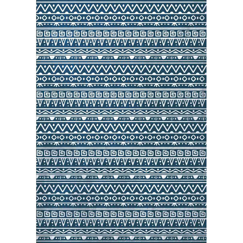 Sikunuo | American Southwestern rug in blue stripes, Greek key, wave pattern, rug, polyester, washable rug for home decor
