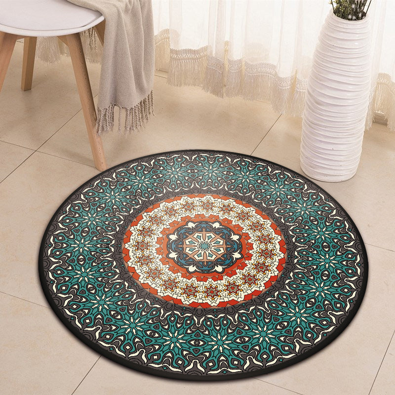 Sikunuo | Oriental Moroccan rug in blue floral pattern rug polyester pet-friendly rug for home decor