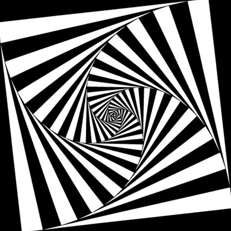 Sikunuo | Novelty Living Room Rug in Black and White 3D Stripe Pattern Rug Polyester Non-Slip Machine Washable Rug