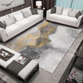 Sikunuo | Gray Bedroom Rug Modern Abstract Swirl Pattern Rug Polyester Machine Washable Non-Slip Back Rug