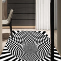 Sikunuo | Black-and-white bedroom rug novelty 3D small check pattern carpet polyester non-slip pet-friendly rug