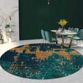 Sikunuo | Green and Golden Industrial Area Rug Polyester Abstract Rug Washable Non-Slip Back Carpet for Living Room